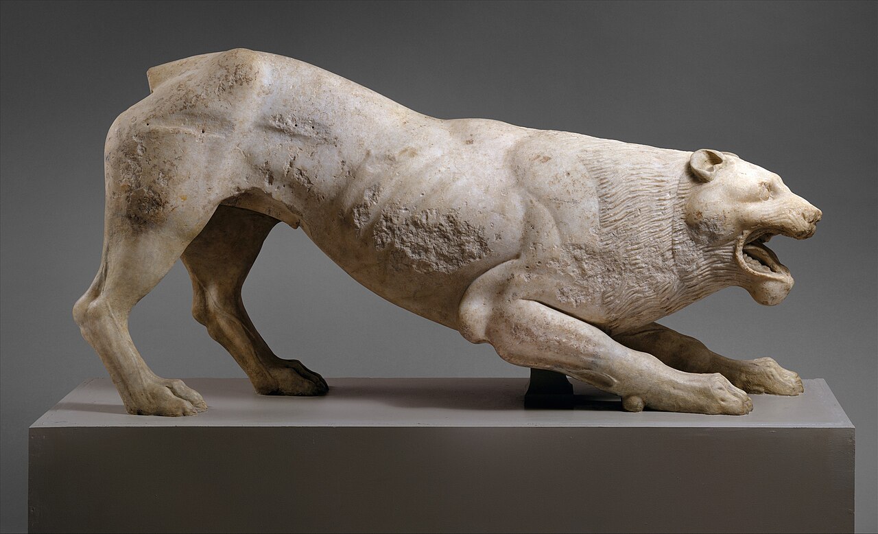 Marble lion statue